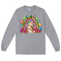 Heather Grey Easter rainbow Bunny Easter Day Long Sleeve Tee - Neo Western
