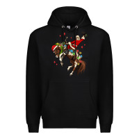 Black christmas cowboy santa Premium Hoodie - MaliasSmallBusiness