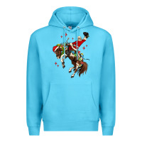 Ocean Blue christmas cowboy santa Premium Hoodie - MaliasSmallBusiness