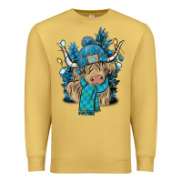 Antique Gold Winter long haired Cow Premium Sweatshirt - NancyCooperArtShop