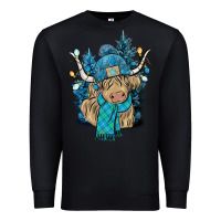 Black Winter long haired Cow Premium Sweatshirt - NancyCooperArtShop