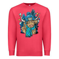 Cardinal Winter long haired Cow Premium Sweatshirt - NancyCooperArtShop