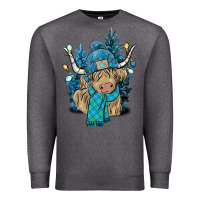 Charcoal Heather Winter long haired Cow Premium Sweatshirt - NancyCooperArtShop