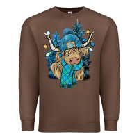 Chestnut Winter long haired Cow Premium Sweatshirt - NancyCooperArtShop
