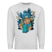Dove Grey Winter long haired Cow Premium Sweatshirt - NancyCooperArtShop