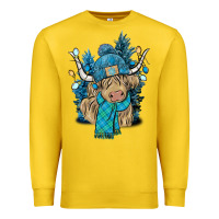 Lemon Winter long haired Cow Premium Sweatshirt - NancyCooperArtShop