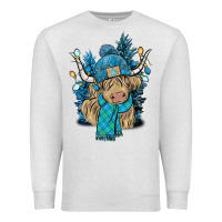 Oatmeal Heather Winter long haired Cow Premium Sweatshirt - NancyCooperArtShop