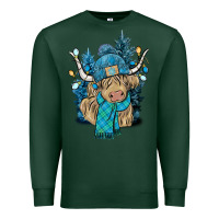 Sports Green Winter long haired Cow Premium Sweatshirt - NancyCooperArtShop