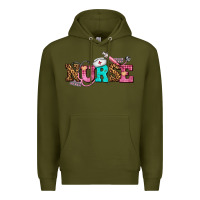 Army Green nurse with nurse element Premium Hoodie - AdoDesignShop