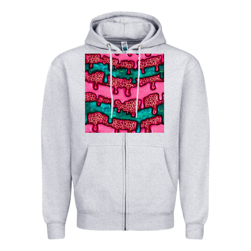 Valentines Day Leopard And Turquoise Gemstone Seamless Pattern Zipper Hoodie by BundleAndBundleShop | Teevron