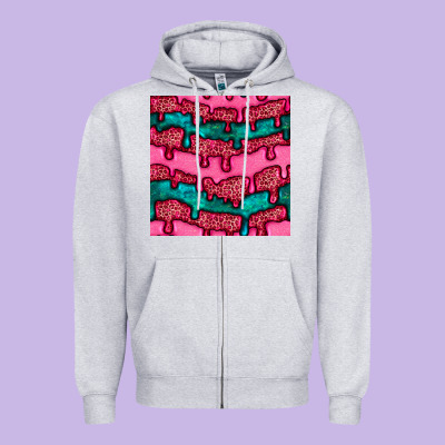 Valentines Day Leopard And Turquoise Gemstone Seamless Pattern Zipper Hoodie Designed By Bundleandbundleshop