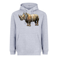 Heather Grey Rhino Illustrations Heavyweight Hoodie - LillyAllenDesigns