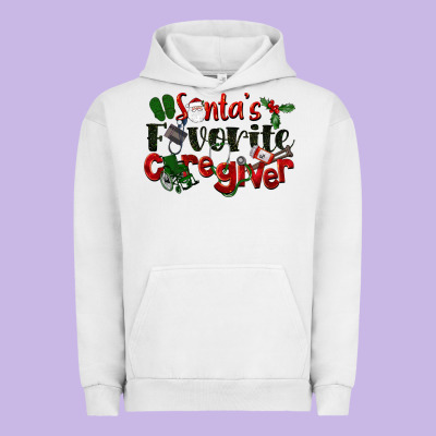Santa's Favorite Caregiver Christmas Urban Hoodie Designed By Lillyallendesigns