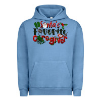 Pigment Pebble Blue Santa's Favorite Caregiver Christmas Urban Hoodie - LillyAllenDesigns