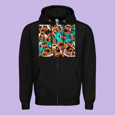 Football Turquoise Sunflower Zipper Hoodie Designed By Jahusdesignshop