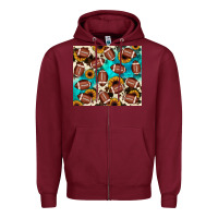 Burgundy football turquoise sunflower Zipper Hoodie - JahusDesignShop