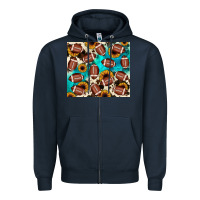 Navy football turquoise sunflower Zipper Hoodie - JahusDesignShop