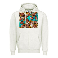 Oatmeal Heather football turquoise sunflower Zipper Hoodie - JahusDesignShop