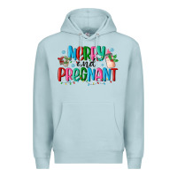 Blue Mist merry and pregnant Premium Hoodie - MaliasSmallBusiness