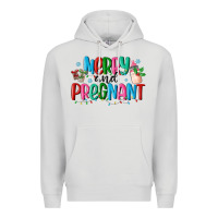 Dove Grey merry and pregnant Premium Hoodie - MaliasSmallBusiness