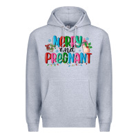 Heather Grey merry and pregnant Premium Hoodie - MaliasSmallBusiness