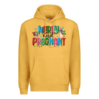 Mustard merry and pregnant Premium Hoodie - MaliasSmallBusiness