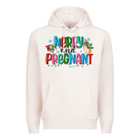 Pale Pink merry and pregnant Premium Hoodie - MaliasSmallBusiness