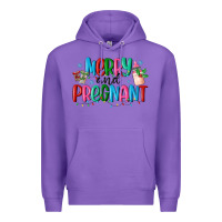 Purple merry and pregnant Premium Hoodie - MaliasSmallBusiness