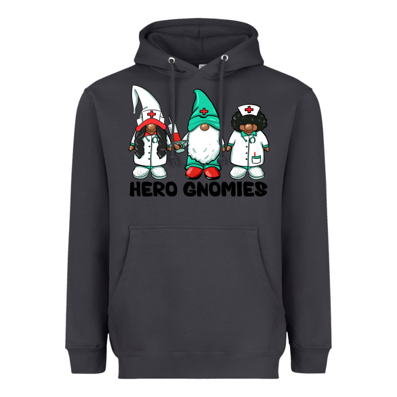 Hero Gnomies African American Nurse Gnomies Medical Gnomies Heavyweight Hoodie by BarkalooDesign | Teevron