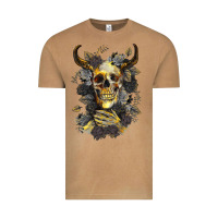 Vintage Camel Bull Human Skull With Gold Roses Vintage Tee - RanaPortraitStore