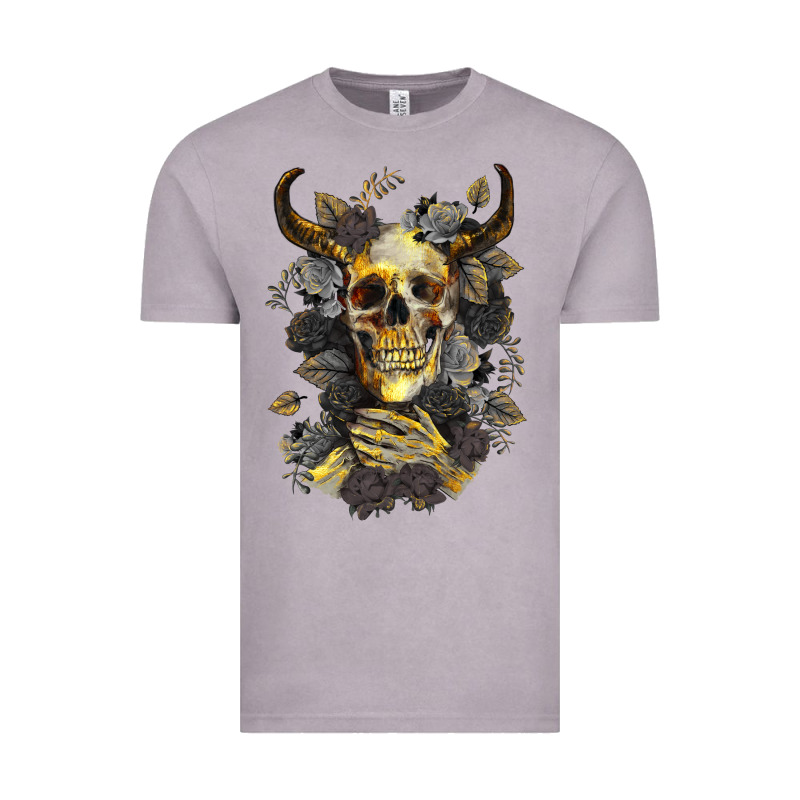 Bull Human Skull With Gold Roses Vintage Tee by RanaPortraitStore | Teevron