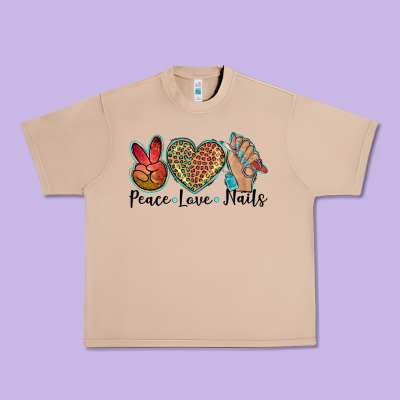 Peace Love Nails Urban Heavy Tee Designed By Barkaloodesign