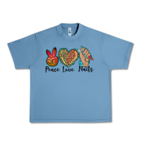 Pebble Blue peace love nails Urban Heavy Tee - BarkalooDesign