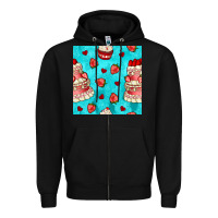 Black valentines day cake and strawberries seamless pattern Zipper Hoodie - BundleAndBundleShop