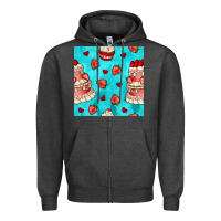 Valentines Day Cake And Strawberries Seamless Pattern Zipper Hoodie | Teevron