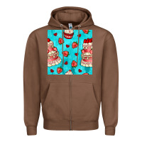 Chestnut valentines day cake and strawberries seamless pattern Zipper Hoodie - BundleAndBundleShop
