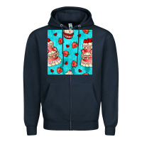 Navy valentines day cake and strawberries seamless pattern Zipper Hoodie - BundleAndBundleShop