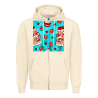 Sandshell valentines day cake and strawberries seamless pattern Zipper Hoodie - BundleAndBundleShop