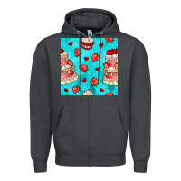 Smoke valentines day cake and strawberries seamless pattern Zipper Hoodie - BundleAndBundleShop