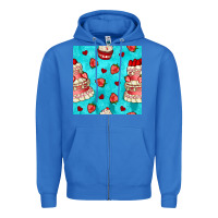 True Royal valentines day cake and strawberries seamless pattern Zipper Hoodie - BundleAndBundleShop