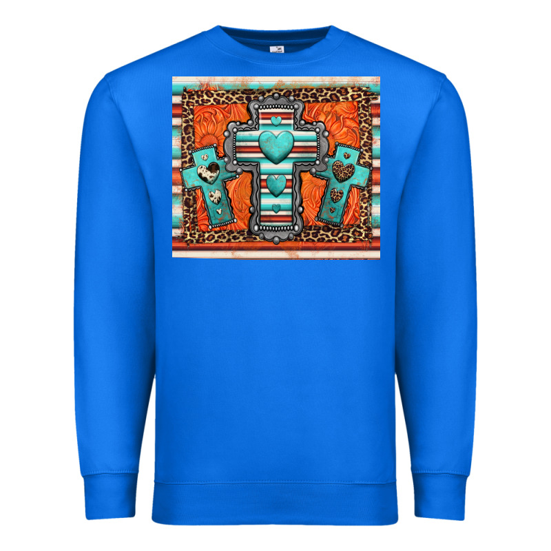 Turquoise Gemstone Crosses Premium Sweatshirt by Jasminsmagicworld | Teevron