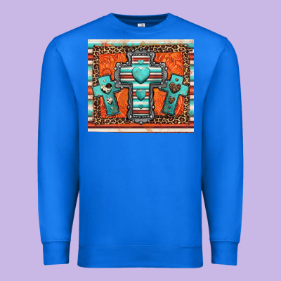Turquoise Gemstone Crosses Premium Sweatshirt Designed By Jasminsmagicworld