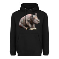 Black Baby Rhino Illustrations Heavyweight Hoodie - LillyAllenDesigns
