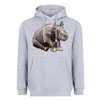 Heather Grey Baby Rhino Illustrations Heavyweight Hoodie - LillyAllenDesigns