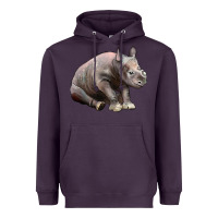Plum Baby Rhino Illustrations Heavyweight Hoodie - LillyAllenDesigns