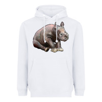 White Baby Rhino Illustrations Heavyweight Hoodie - LillyAllenDesigns