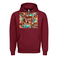 Burgundy football leopard cowhide Zipper Hoodie - JahusDesignShop