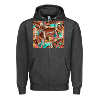 Charcoal Heather football leopard cowhide Zipper Hoodie - JahusDesignShop