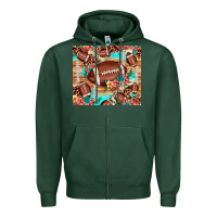 Sports Green football leopard cowhide Zipper Hoodie - JahusDesignShop