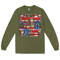 Army Green proud veteran seamless pattern Long Sleeve Tee - HRA Design Shop